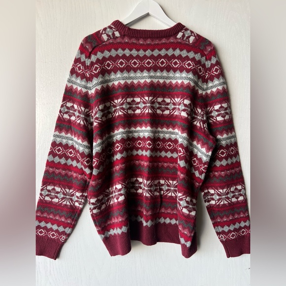 Lands' End Sweater Size XL 46-48 Men's Fair Isle Cotton Poly Wool Blend Knit - Picture 4 of 6